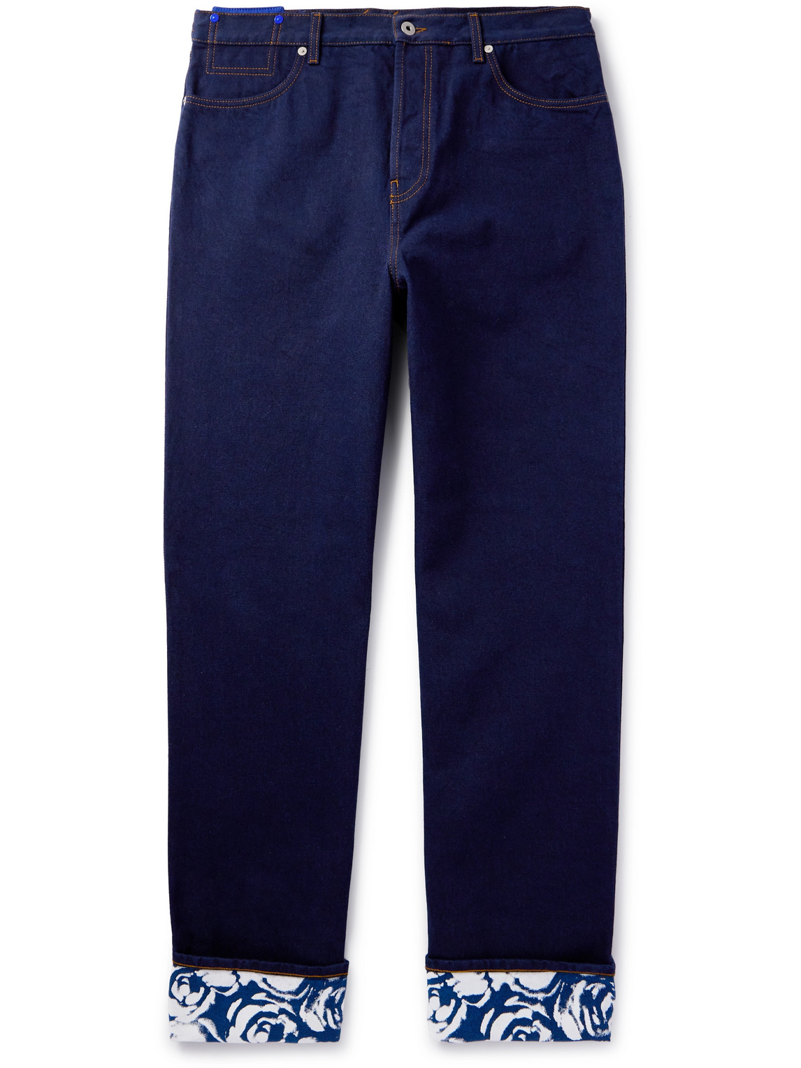 Burberry Cotton Jeans With Floral Print In Blue
