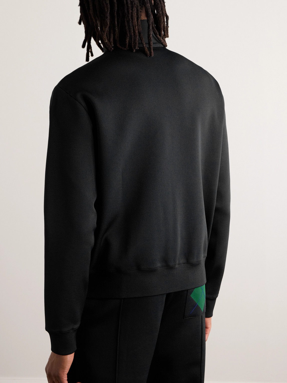 Shop Burberry Argyle Jacquard-knit Zip-up Track Jacket In Black