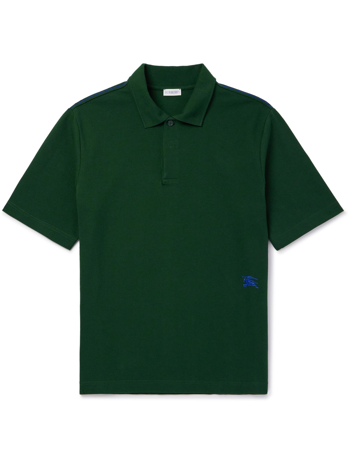 Shop Burberry Logo-embroidered Cotton-piqué Polo Shirt In Green