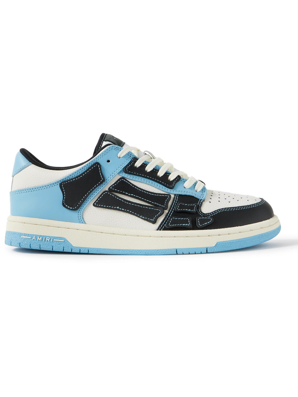 Shop Amiri Skel-top Leather Sneakers In Blue