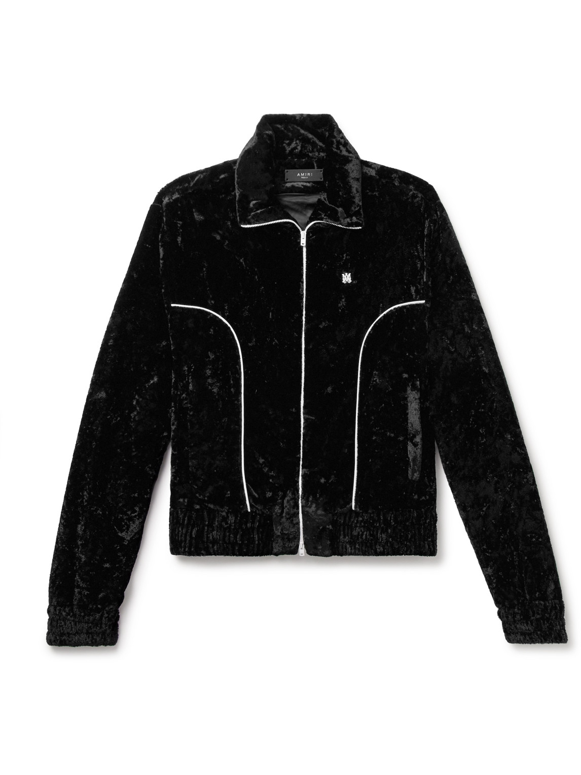 Amiri Crushed-velvet Track Jacket In Black