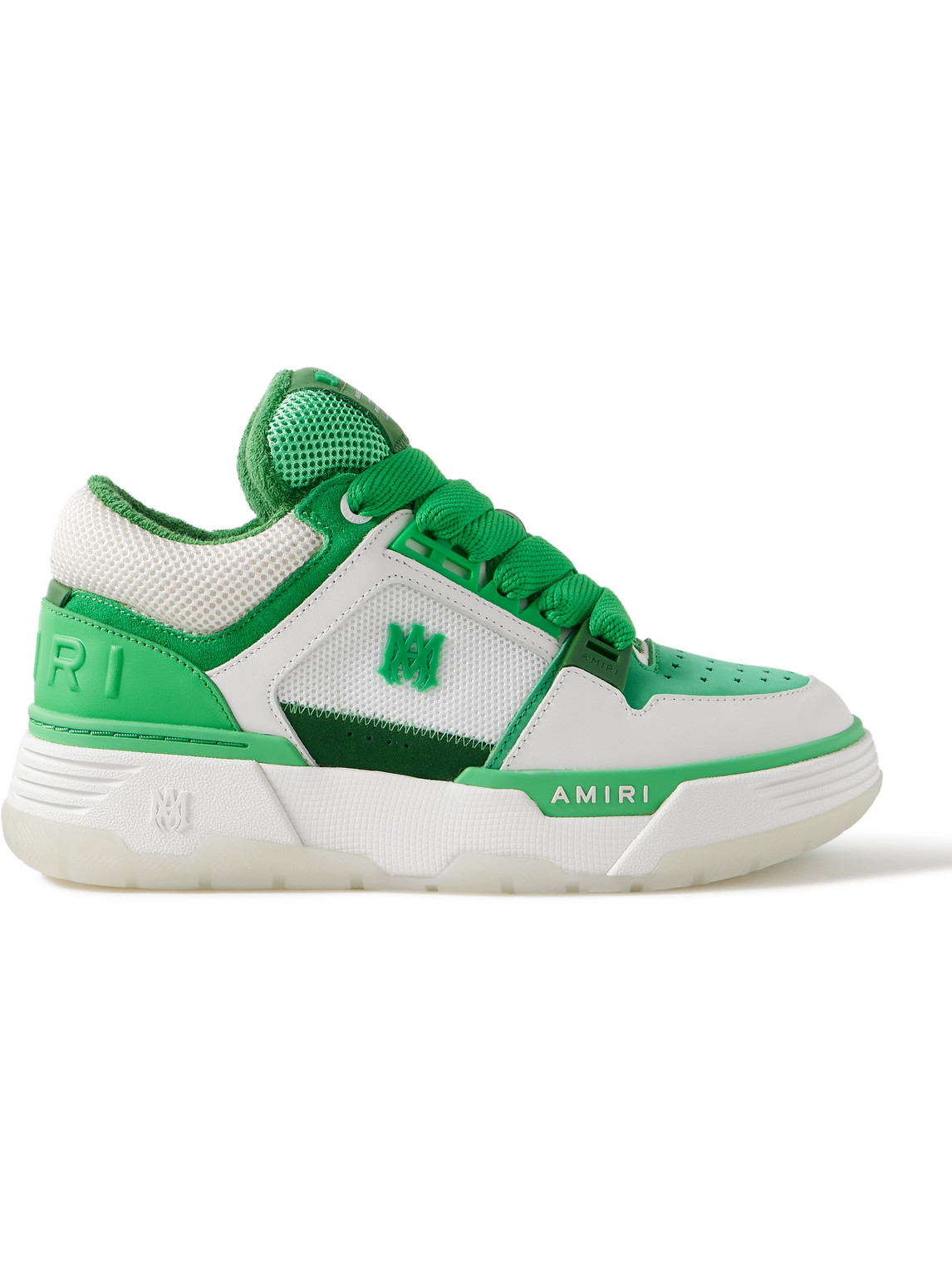 Shop Amiri Ma-1 Mesh, Leather And Suede Sneakers In White