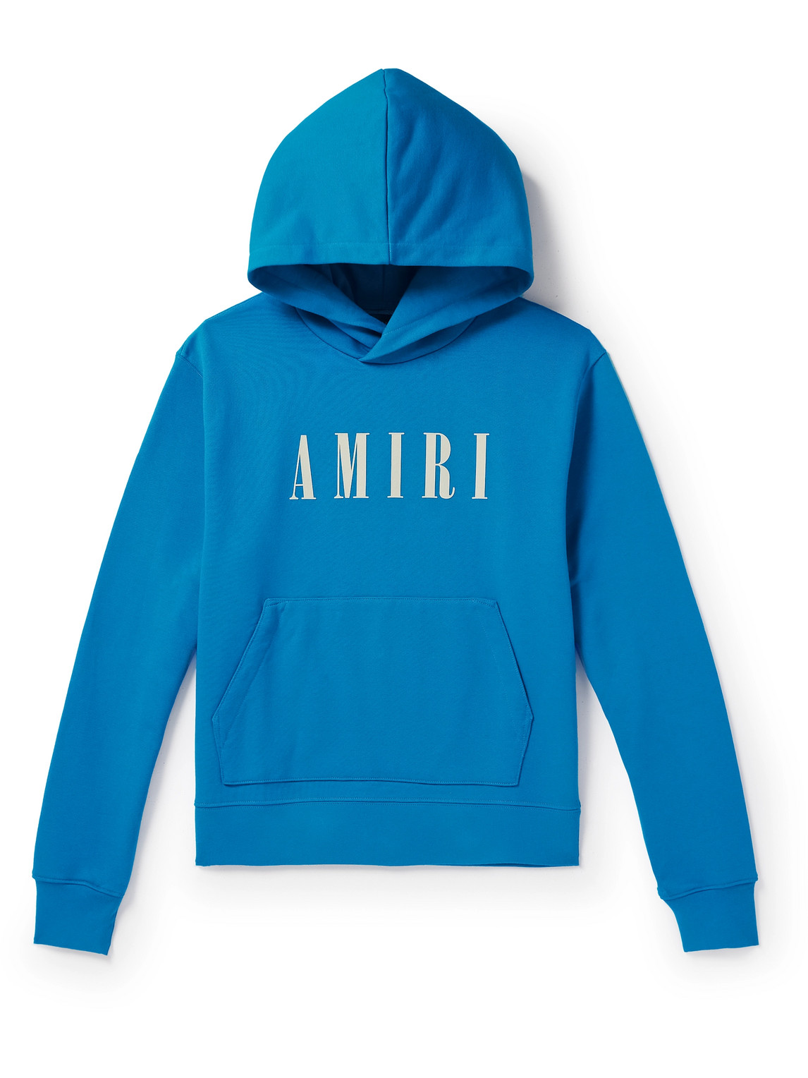 Amiri Logo-print Cotton-jersey Hoodie In Blue