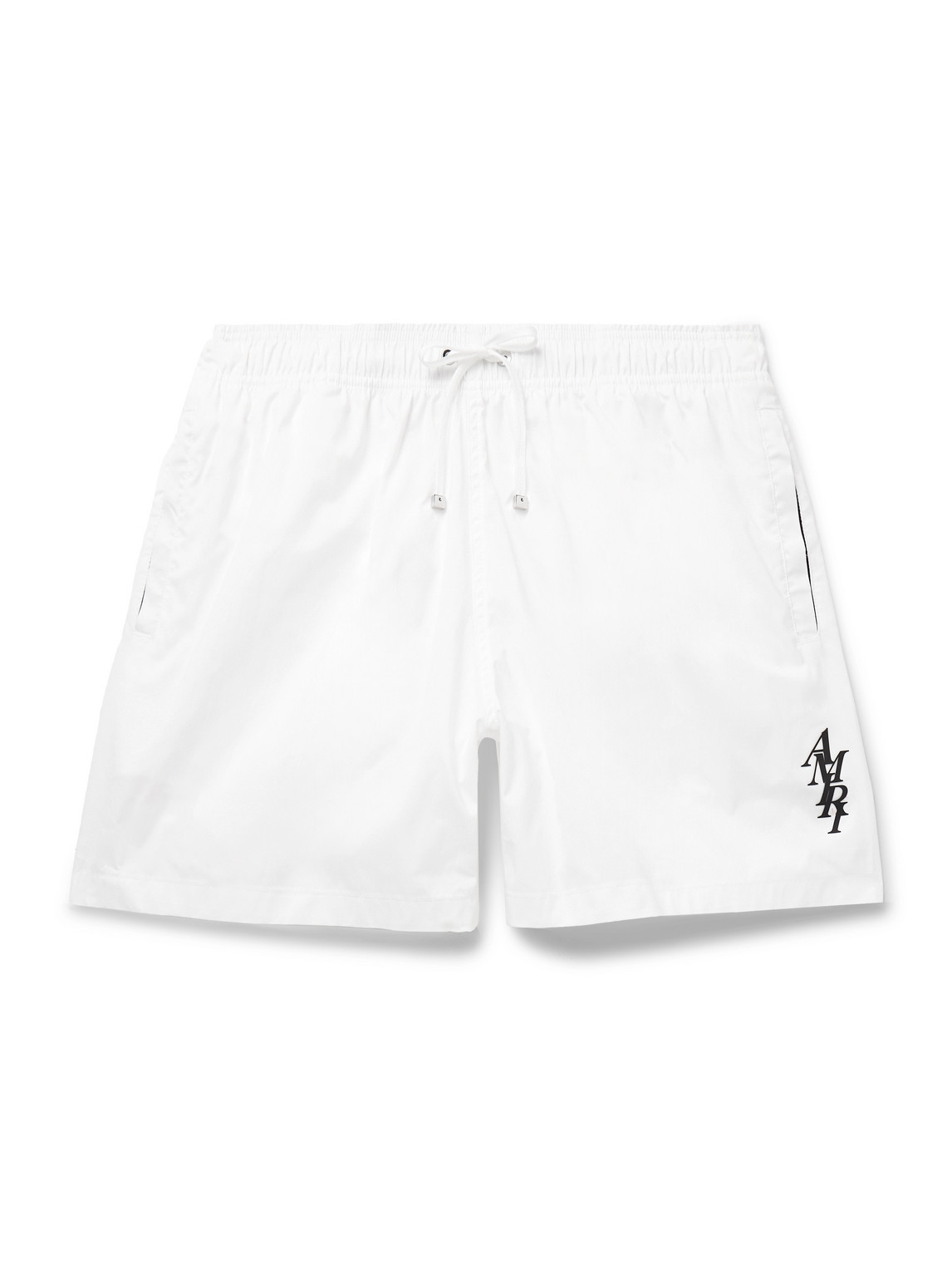 Amiri Straight-leg Mid-length Logo-appliquéd Swim Shorts In White