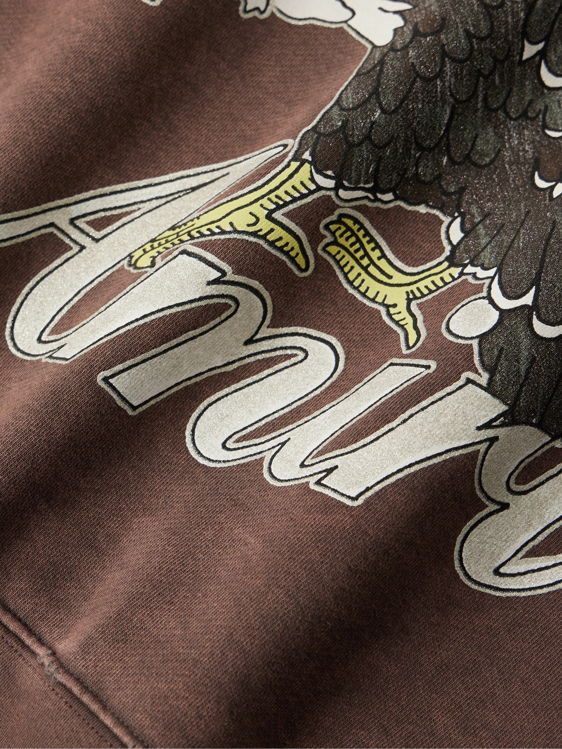 Shop Amiri Glittered Logo-print Cotton-jersey Sweatshirt In Brown