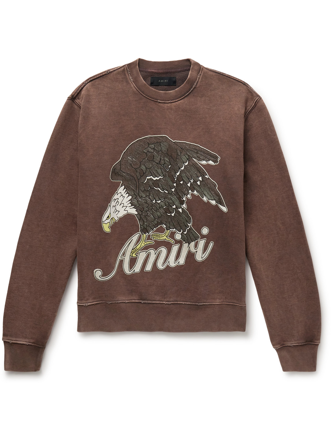 Shop Amiri Glittered Logo-print Cotton-jersey Sweatshirt In Brown