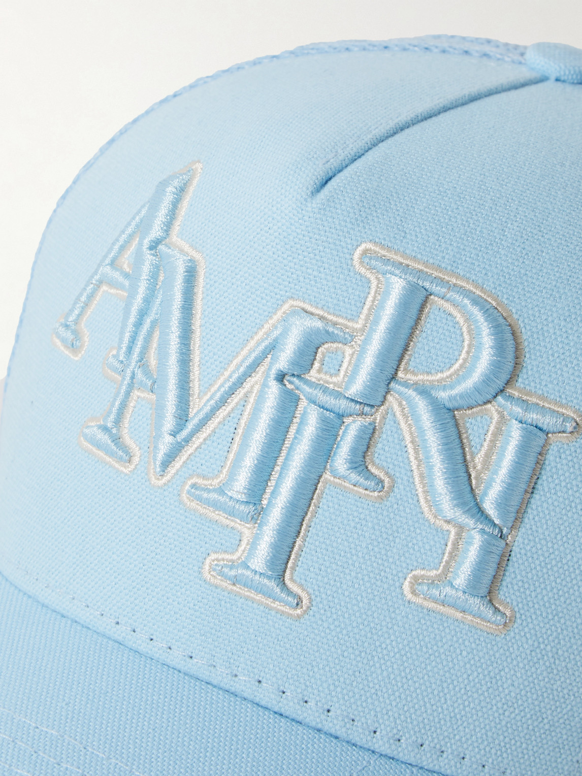 Shop Amiri Logo-embroidered Cotton-canvas And Mesh Trucker Hat In Blue