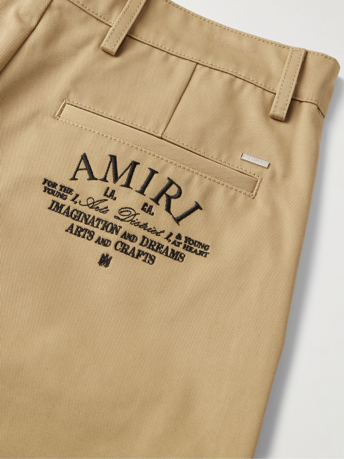 Shop Amiri Wide-leg Logo-embroidered Cotton-drill Chinos In Brown