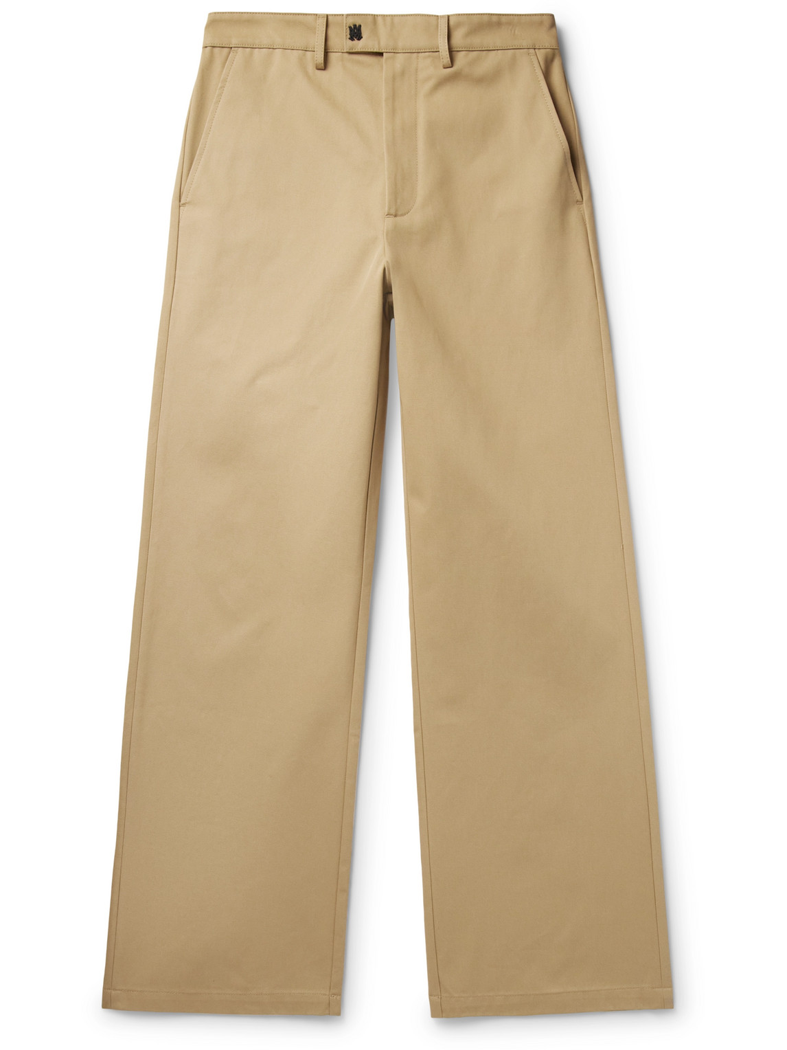 Amiri Wide-leg Logo-embroidered Cotton-drill Chinos In Brown