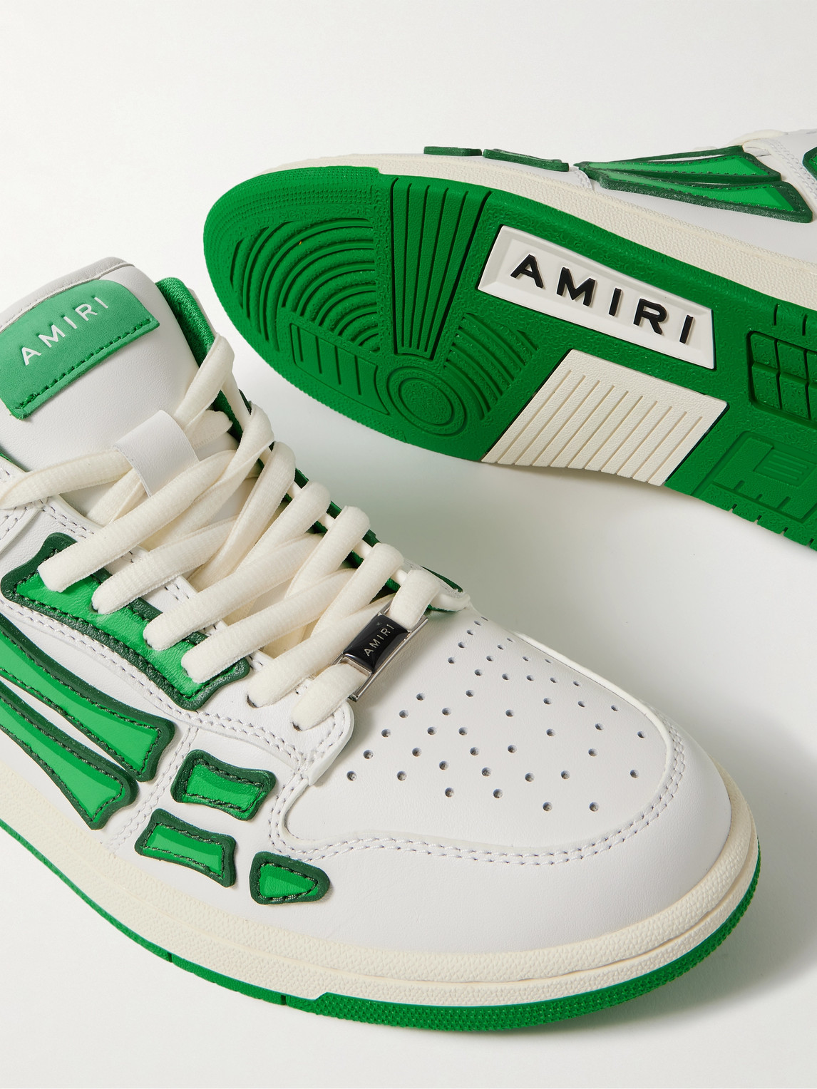 Shop Amiri Skel-top Leather Sneakers In Neutrals