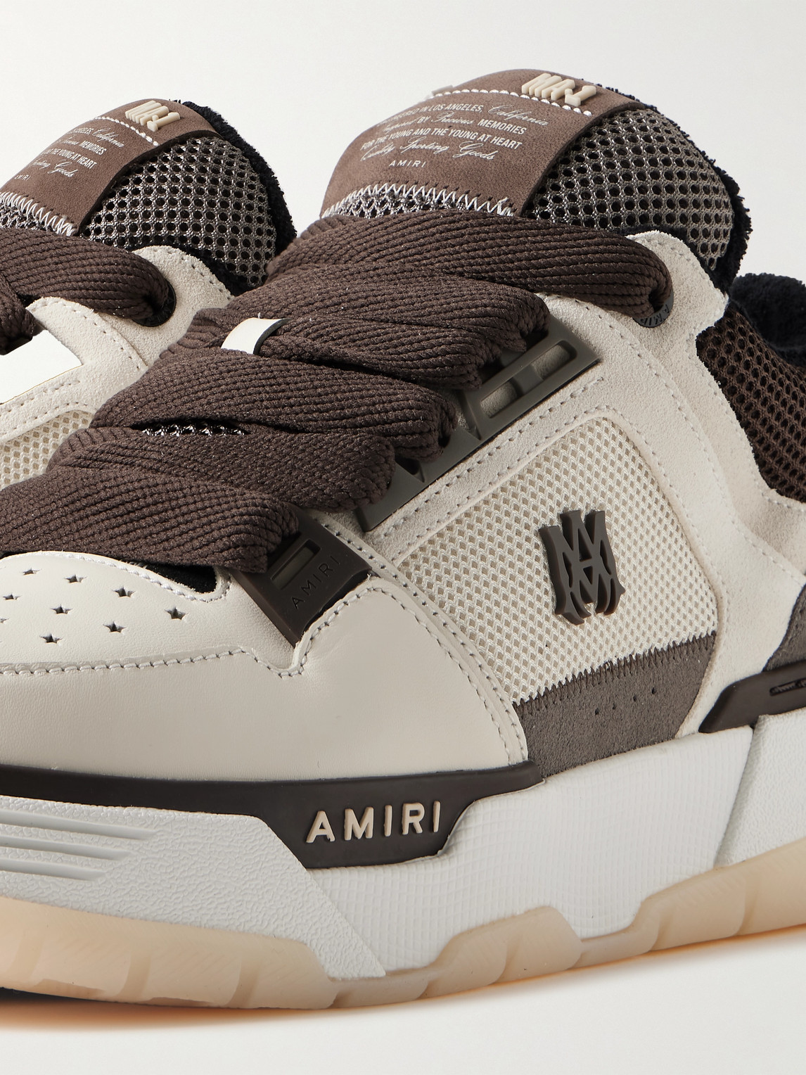 Shop Amiri Ma-1 Mesh, Leather And Suede Sneakers In Neutrals