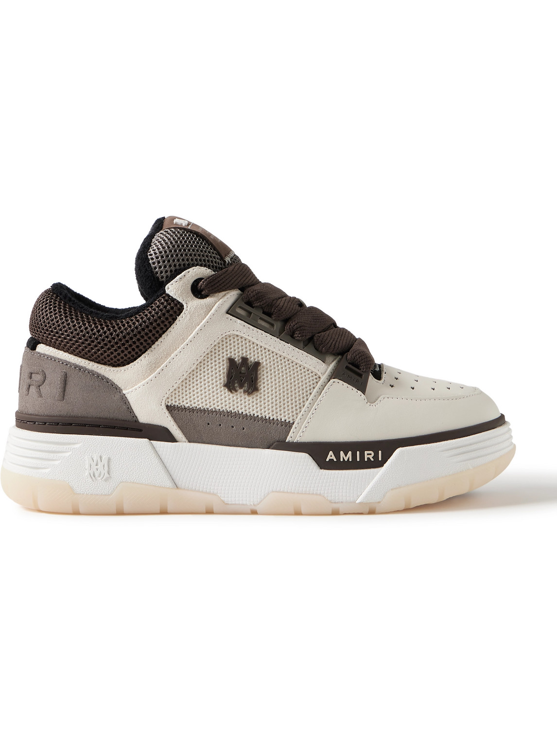 Amiri Brown Low Top Sneakers With Logo Detail On The Side And Mesh Panels In Red
