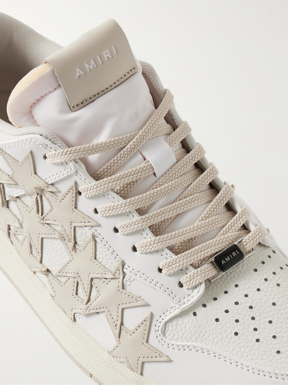 Shop Amiri Stars Low Appliquéd Leather Sneakers In White