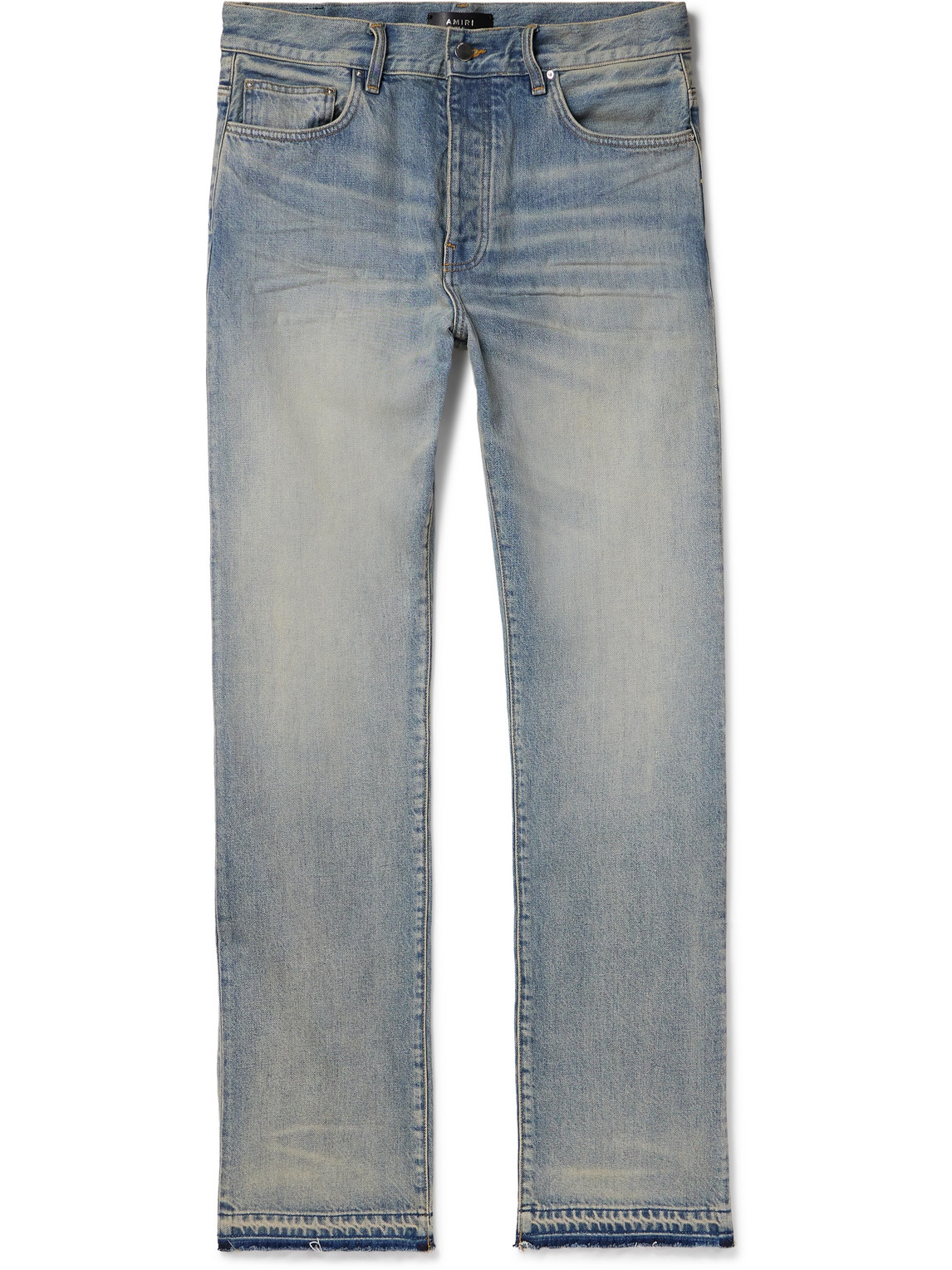 AMIRI RELEASE HEM STRAIGHT-LEG DISTRESSED JEANS