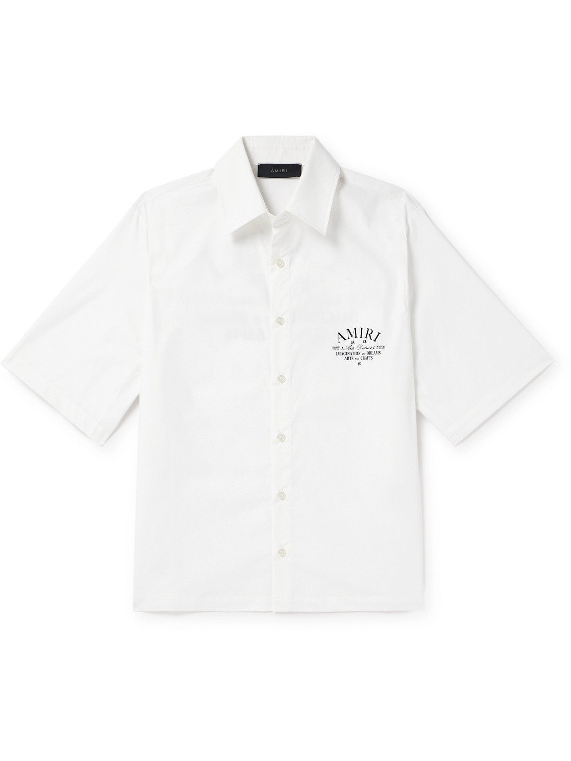 Amiri Kids' Logo-print Cotton-poplin Shirt In White