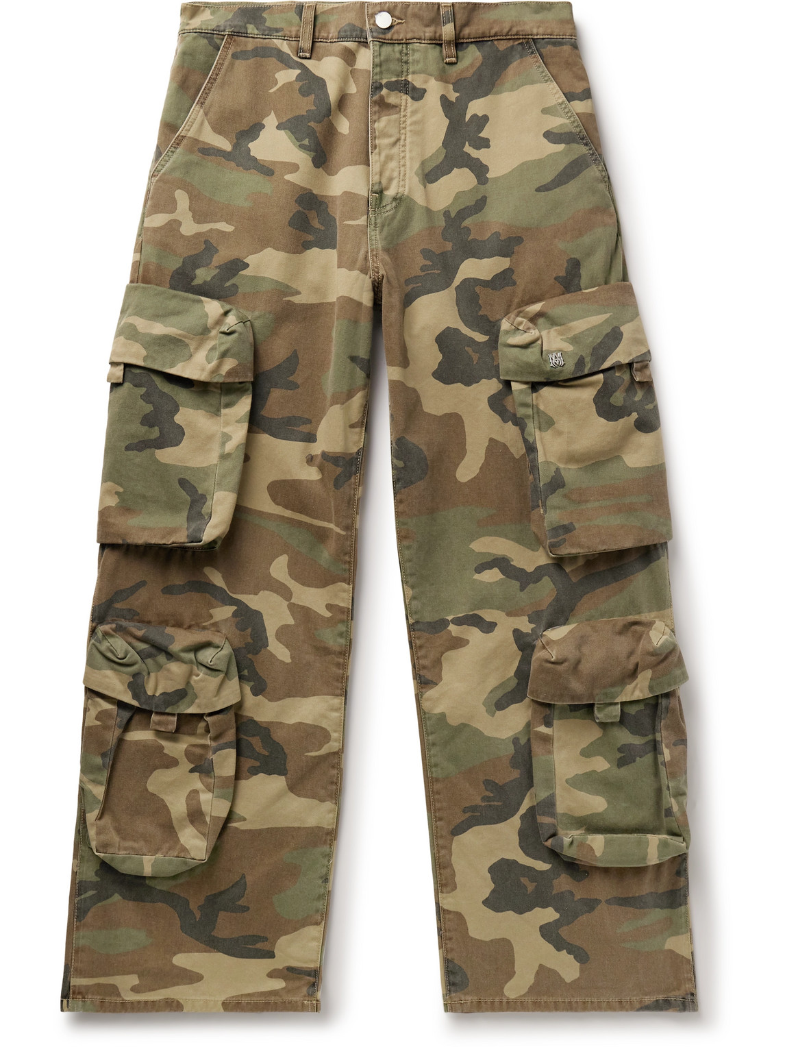Shop Amiri Utility Straight-leg Camouflage-print Cotton-twill Cargo Trousers In Green