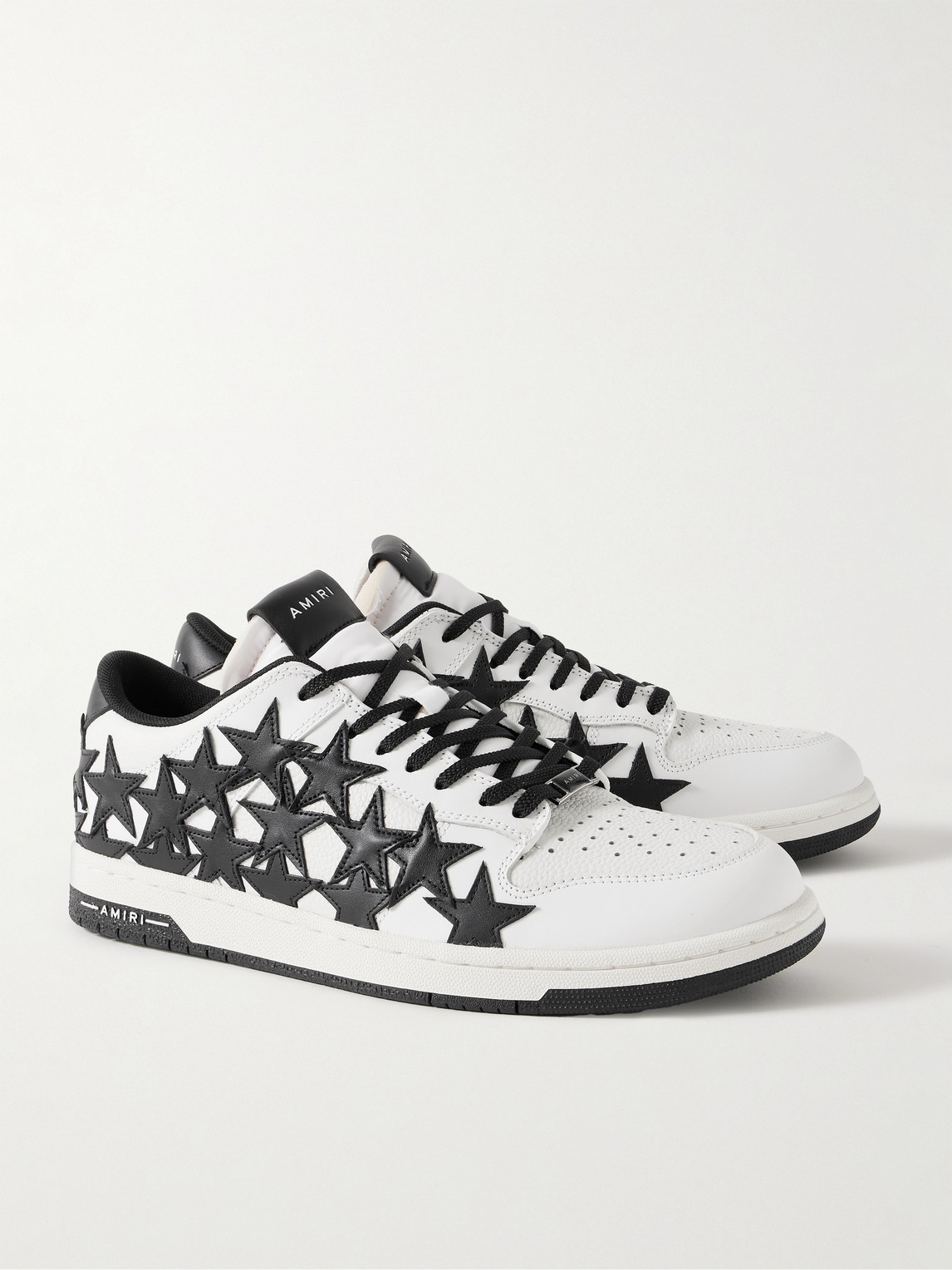 Shop Amiri Stars Low Appliquéd Leather Sneakers In White