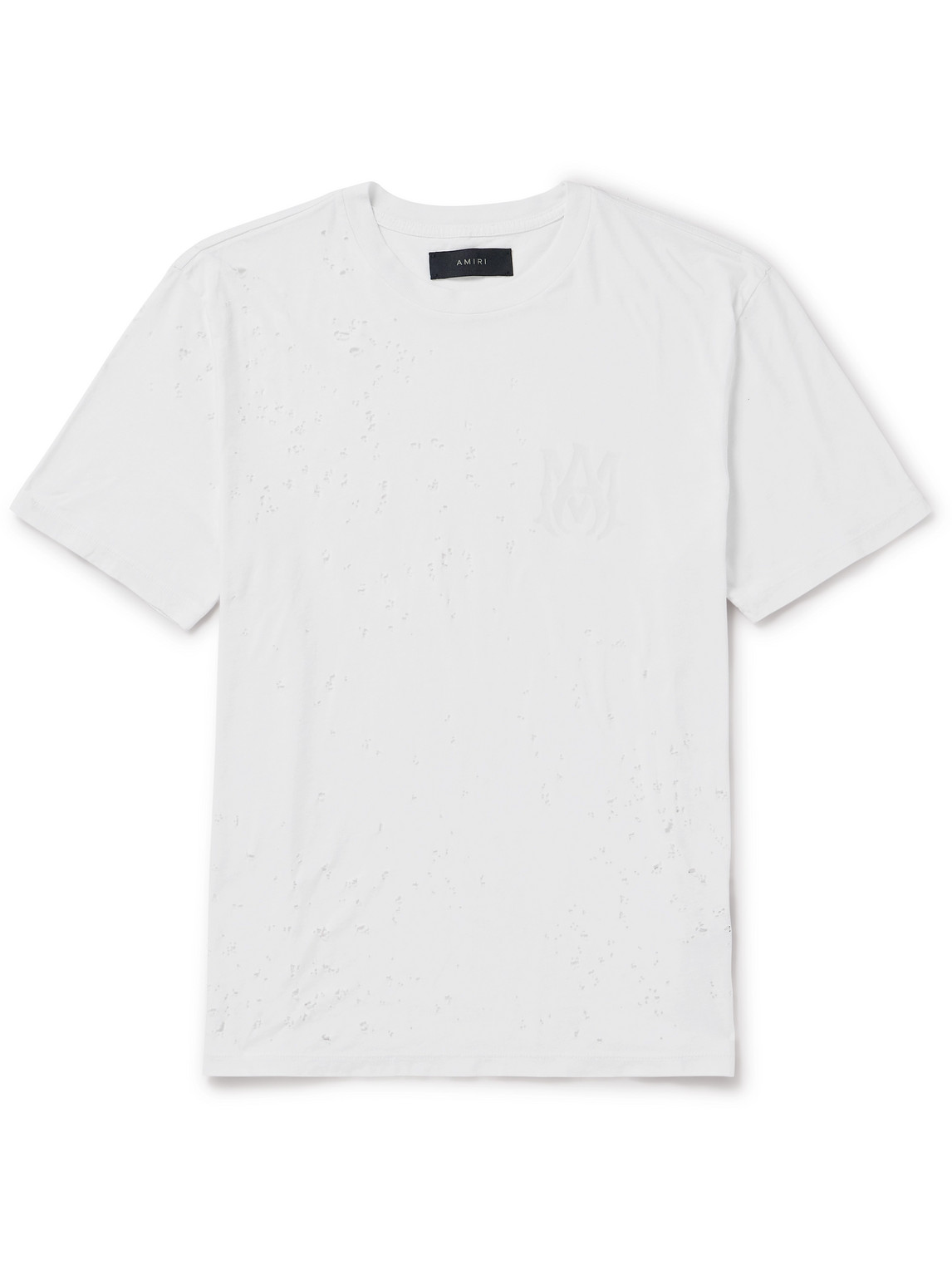 Amiri Shotgun Logo-print Distressed Cotton-jersey T-shirt In White