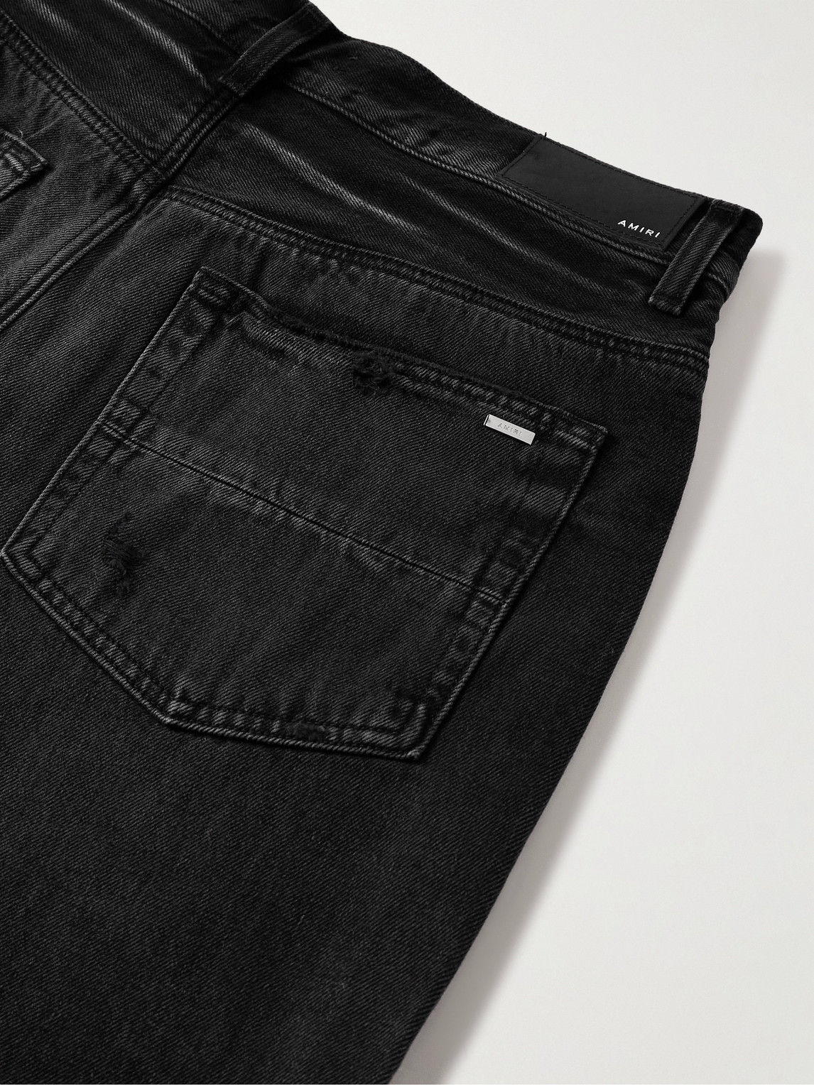 Shop Amiri Shotgun Straight-leg Distressed Jeans In Black