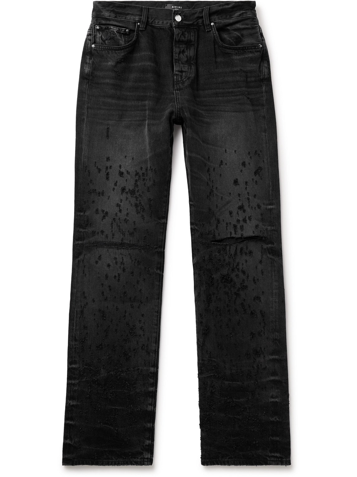 Amiri Distressed Straight-leg Jeans In Black