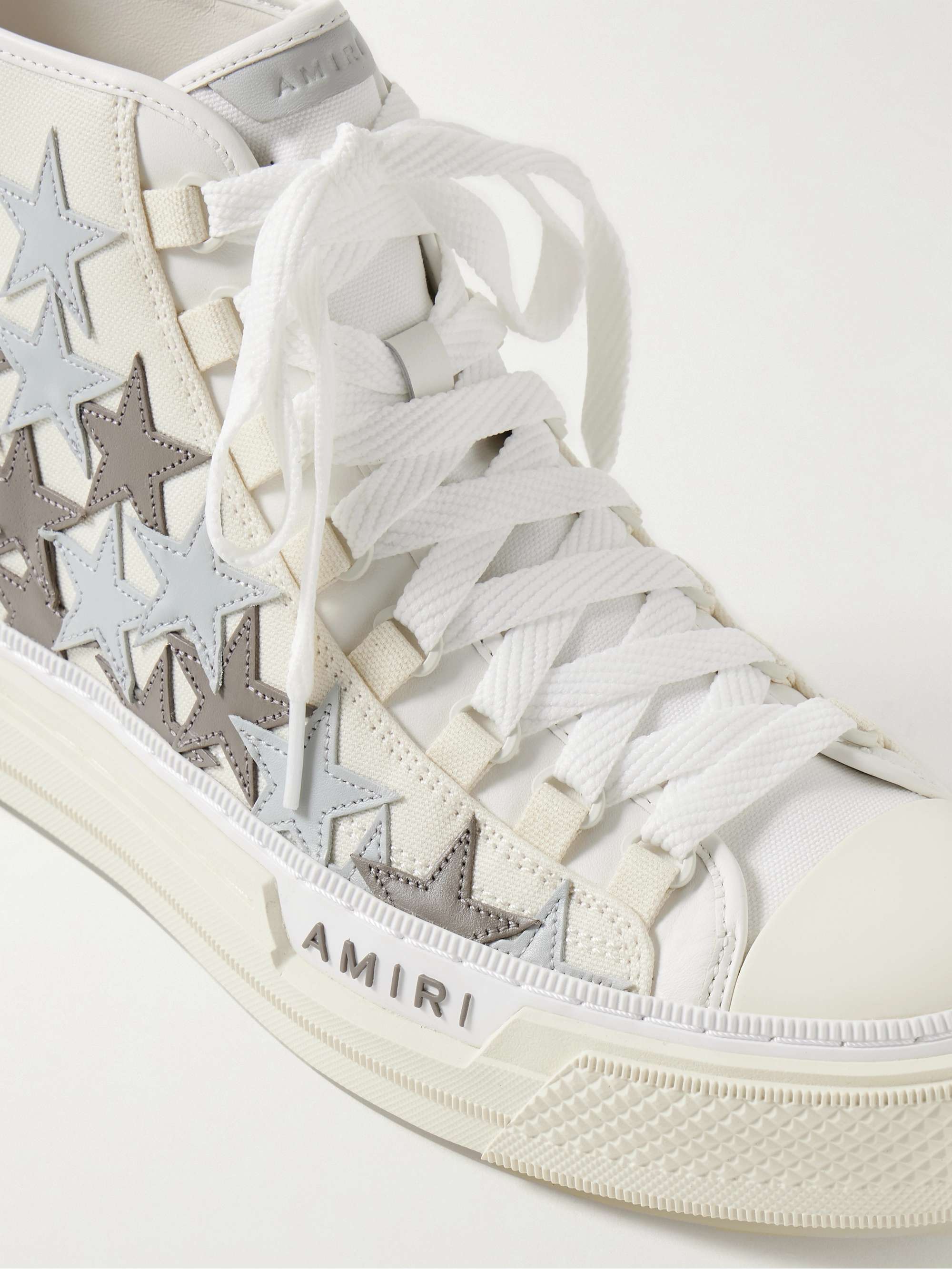 AMIRI Stars Court Leather and Rubber-Trimmed Appliquéd Canvas High-Top ...