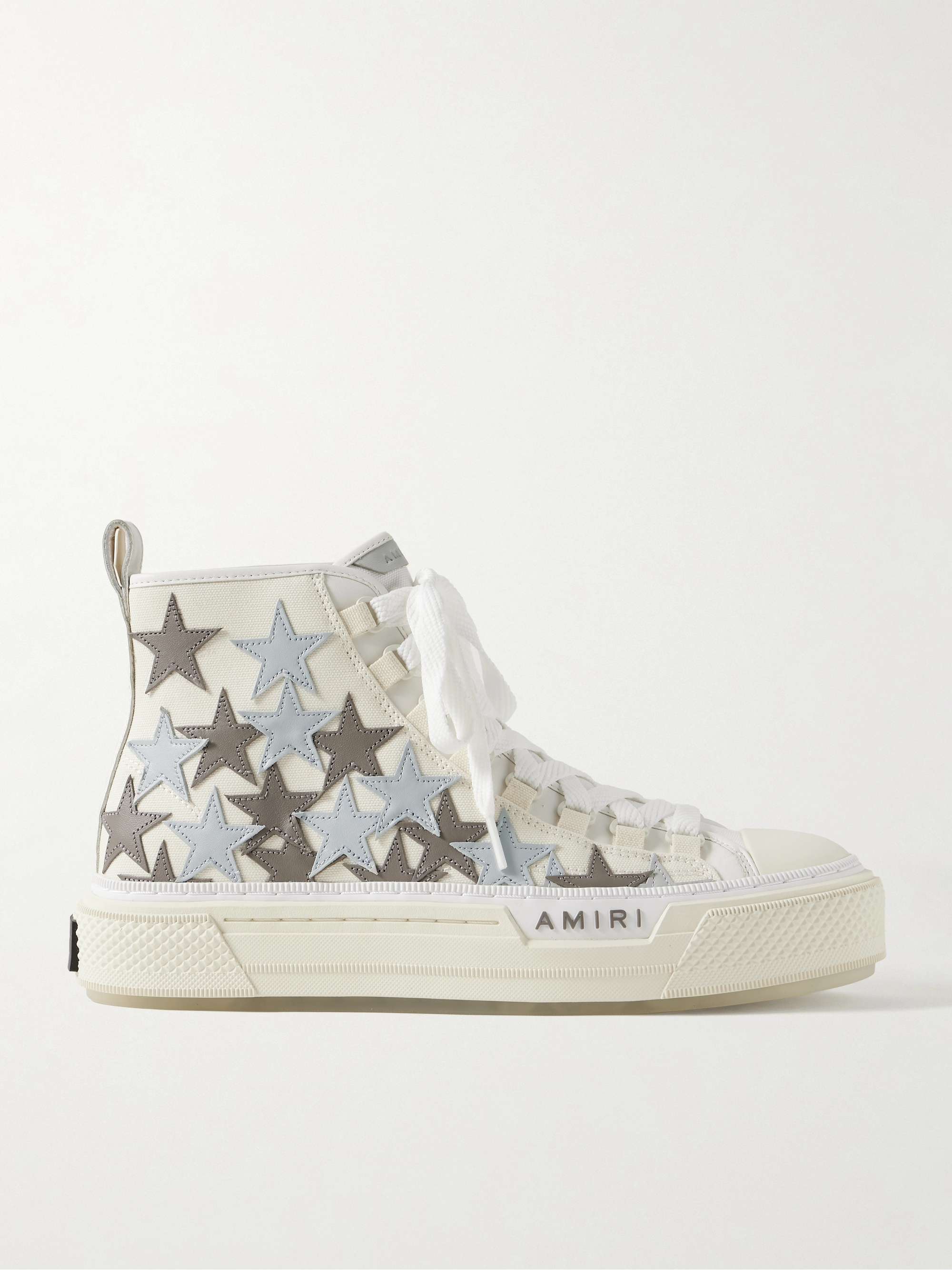 AMIRI Stars Court Leather and Rubber-Trimmed Appliquéd Canvas High-Top ...