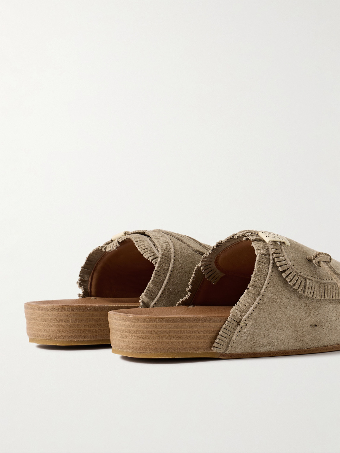 Shop Visvim Christo Shaman-folk Fringed Suede Sandals In Neutrals