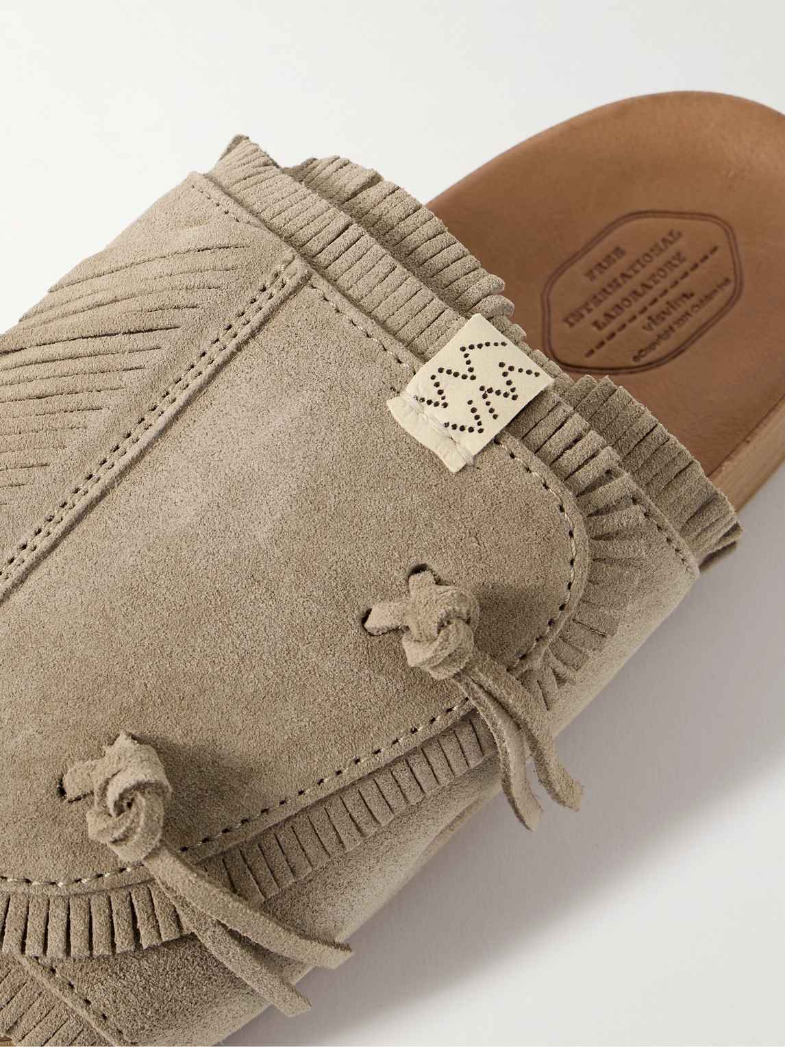 Shop Visvim Christo Shaman-folk Fringed Suede Sandals In Neutrals