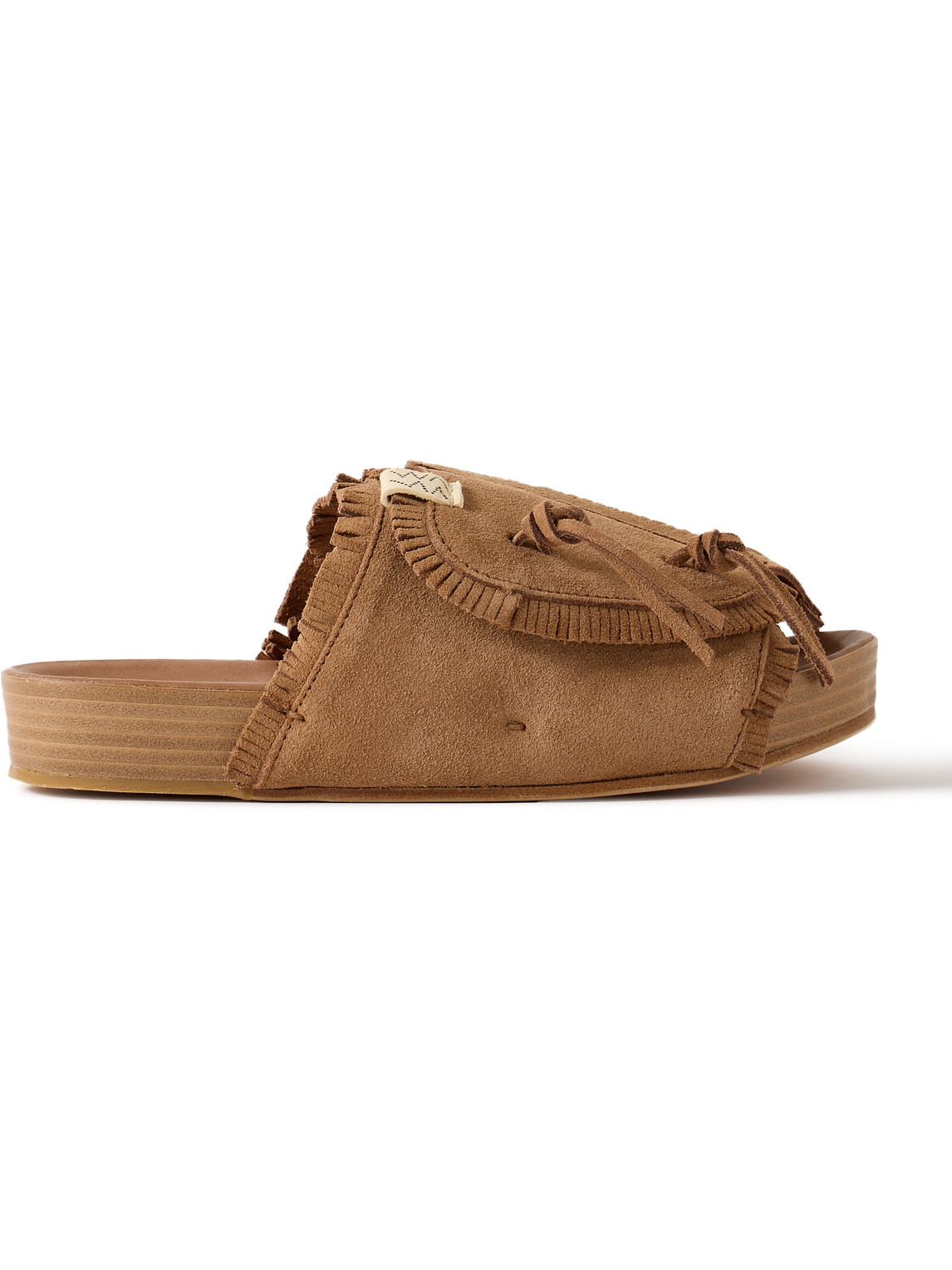 Shop Visvim Christo Shaman-folk Fringed Suede Sandals In Brown