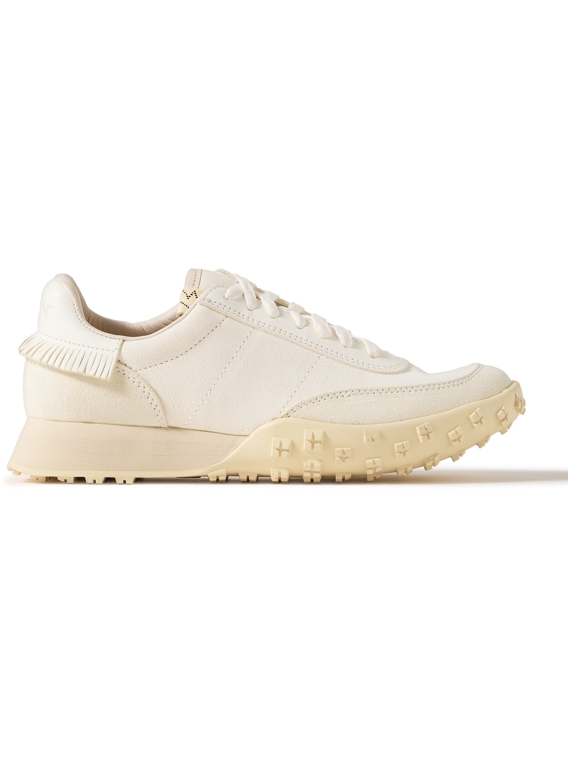 Visvim Hospoa Fringed Leather-trimmed Suede Trainers In White