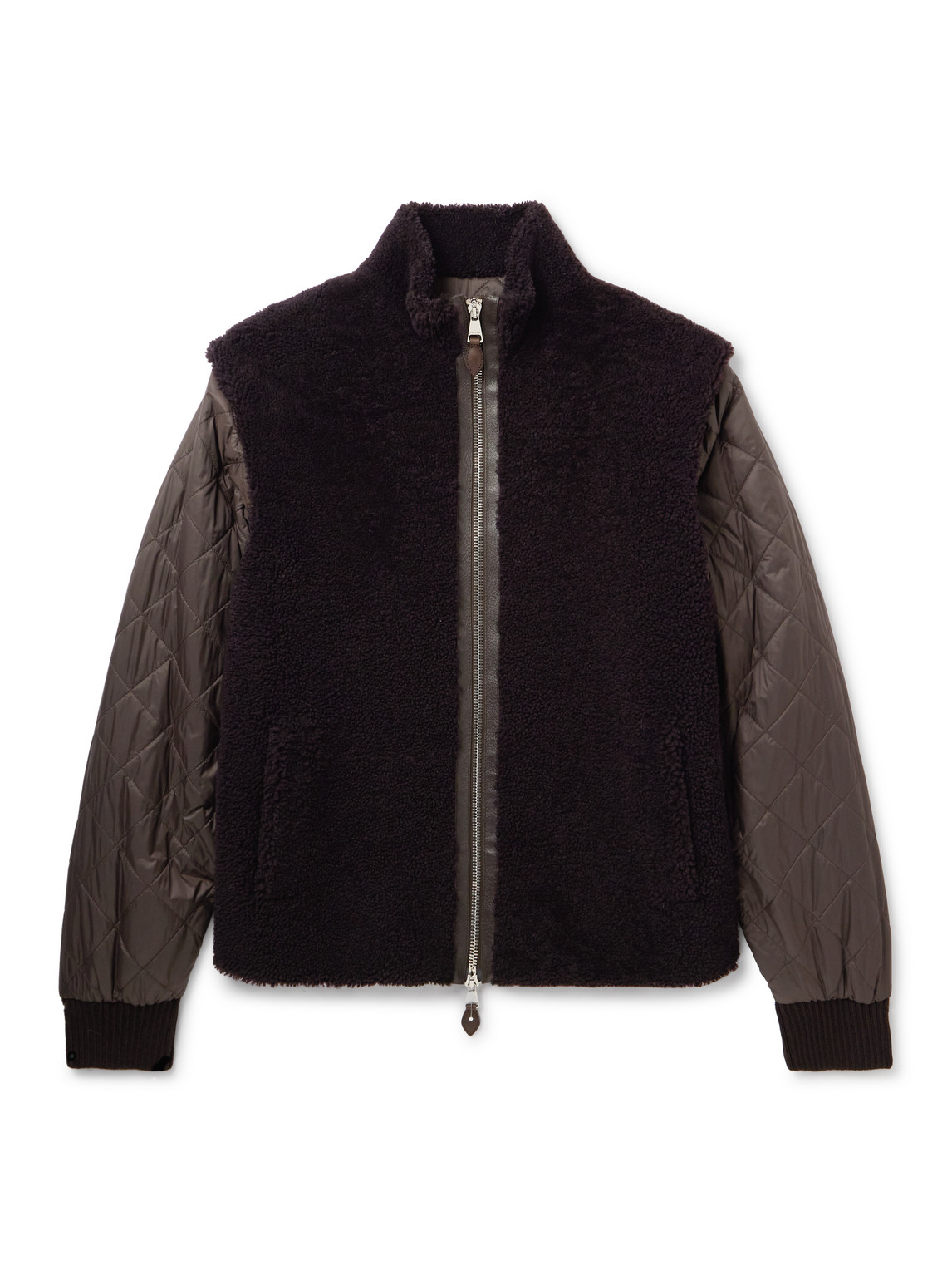 Purdey Convertible Leather-trimmed Wool-bouclé And Shell Jacket In Black
