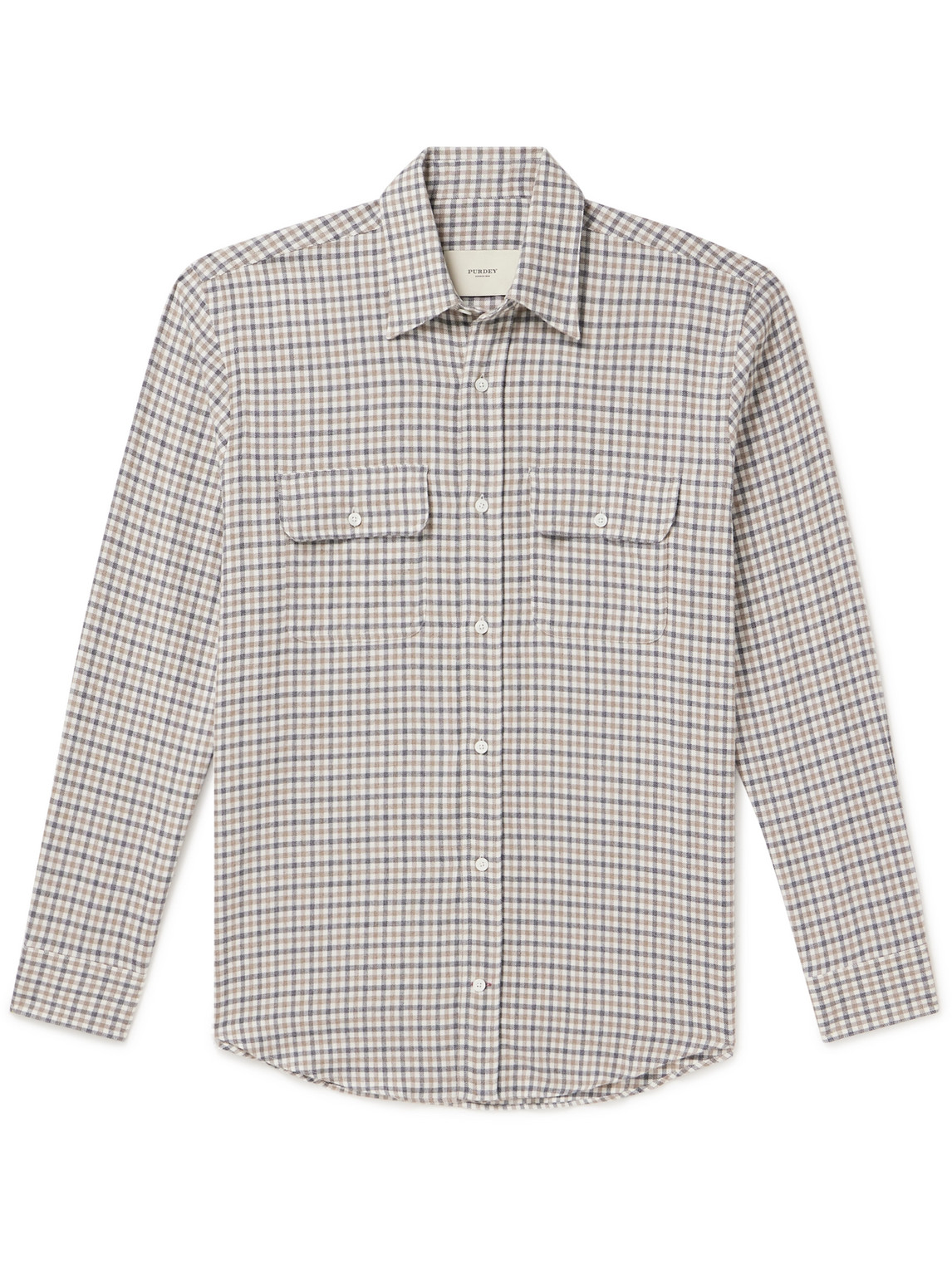 Purdey Club Checked Cotton-flannel Shirt In Grey