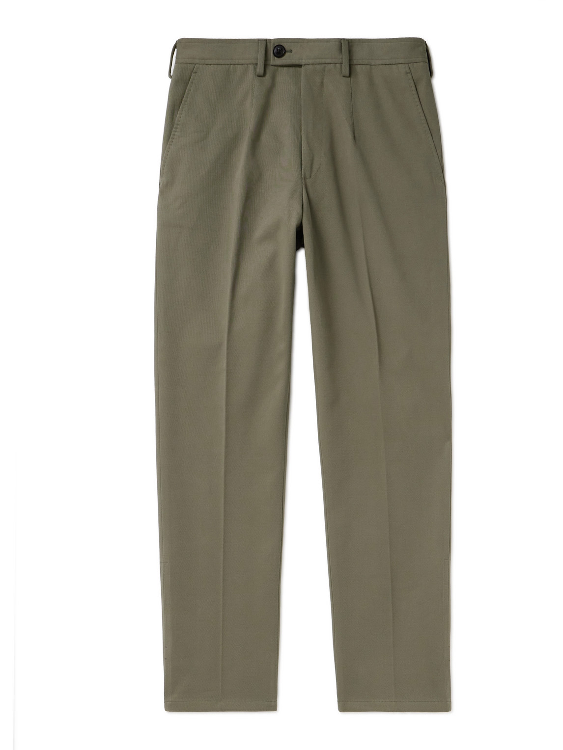 Purdey Tapered Pleated Cotton-twill Trousers In Green