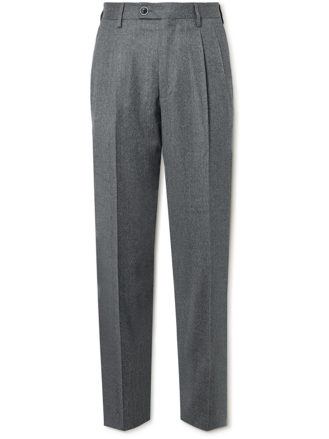 Purdey Tapered Pleated Wool-flannel Trousers In Grey