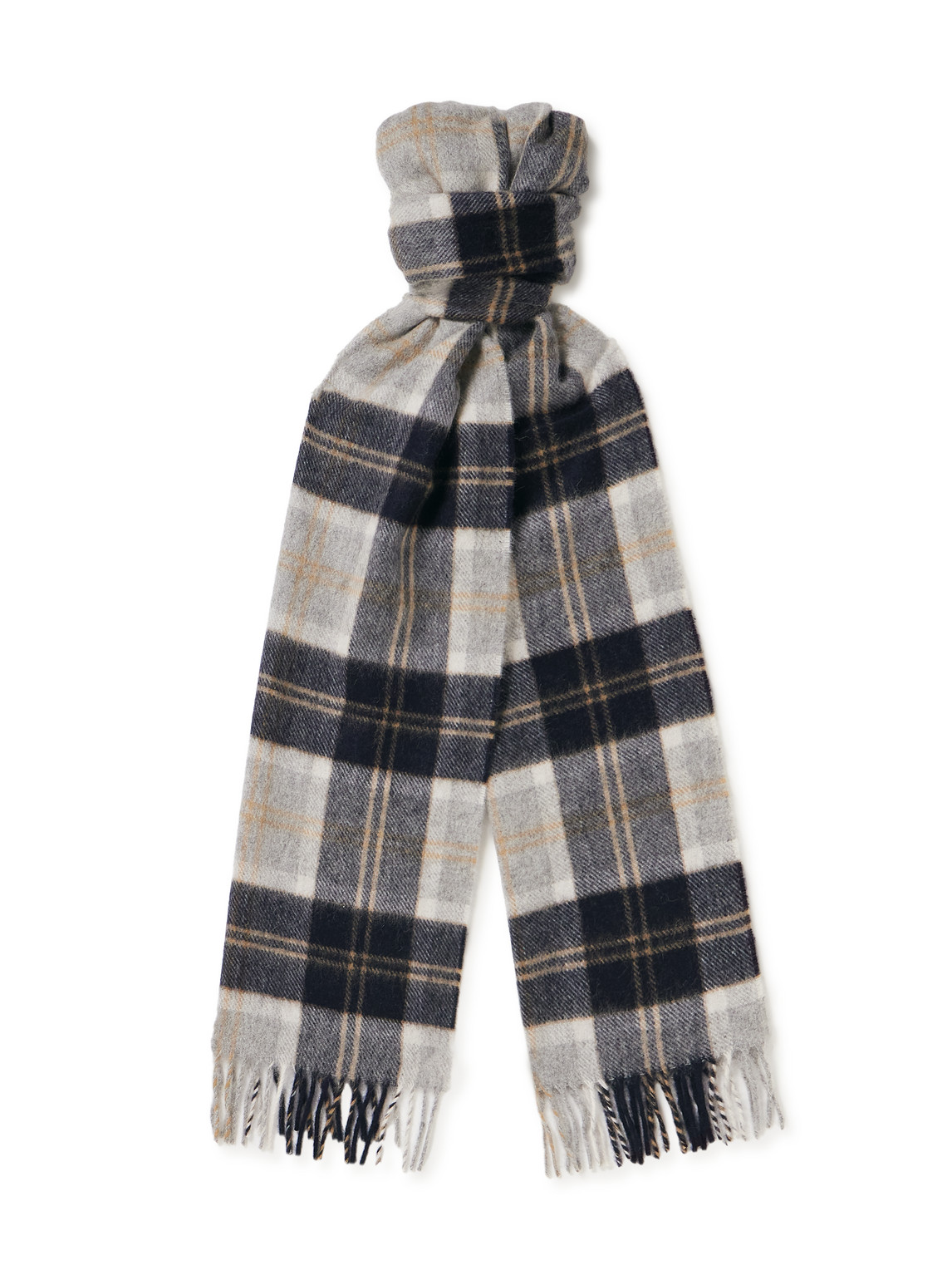 Fringed Checked Cashmere Scarf