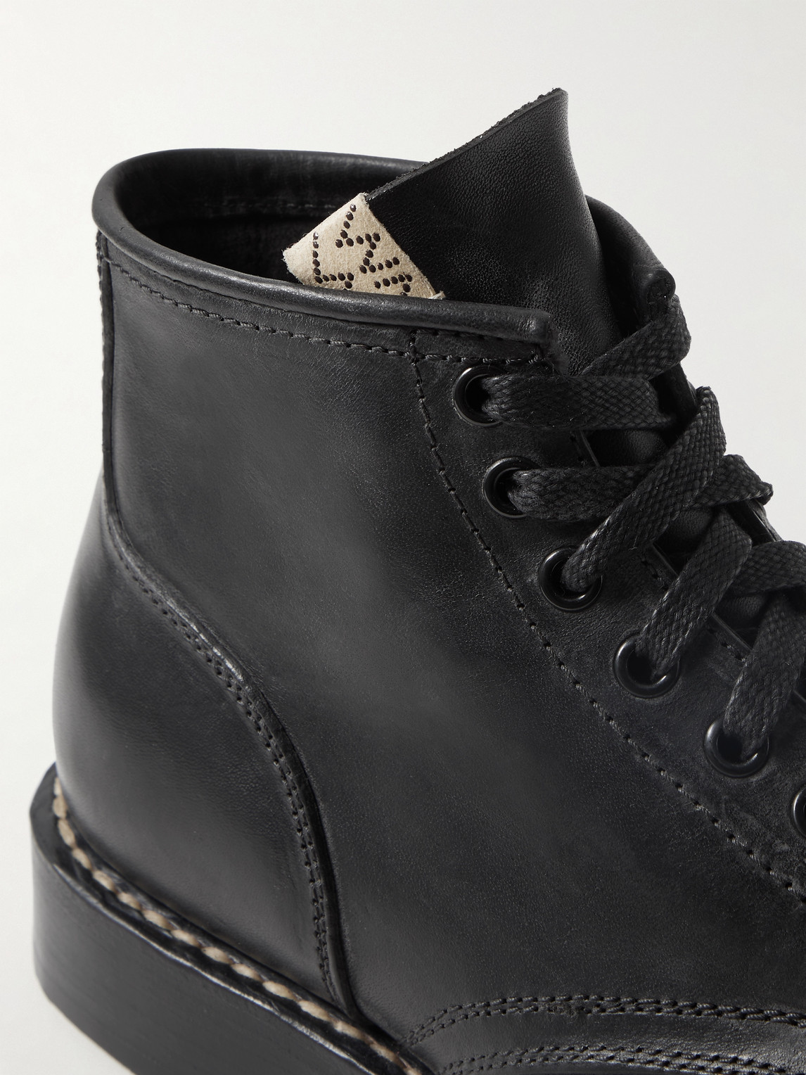 Shop Visvim Brigadier Folk Leather Boots In Black