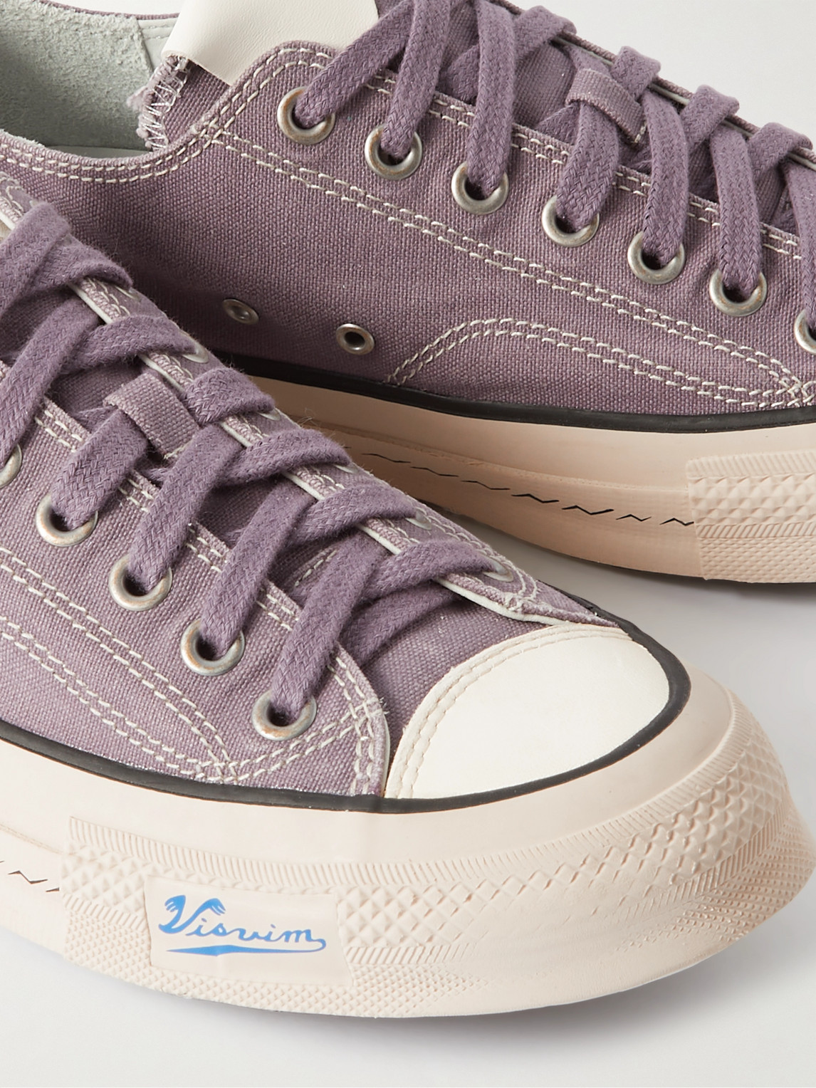 Shop Visvim Skagway Leather-trimmed Canvas Sneakers In Purple