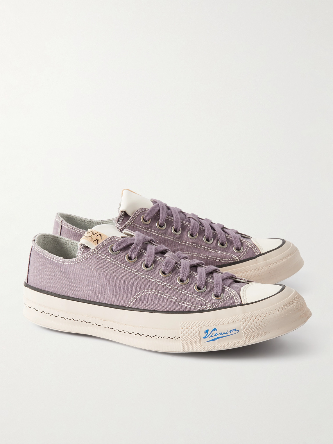 Shop Visvim Skagway Leather-trimmed Canvas Sneakers In Purple