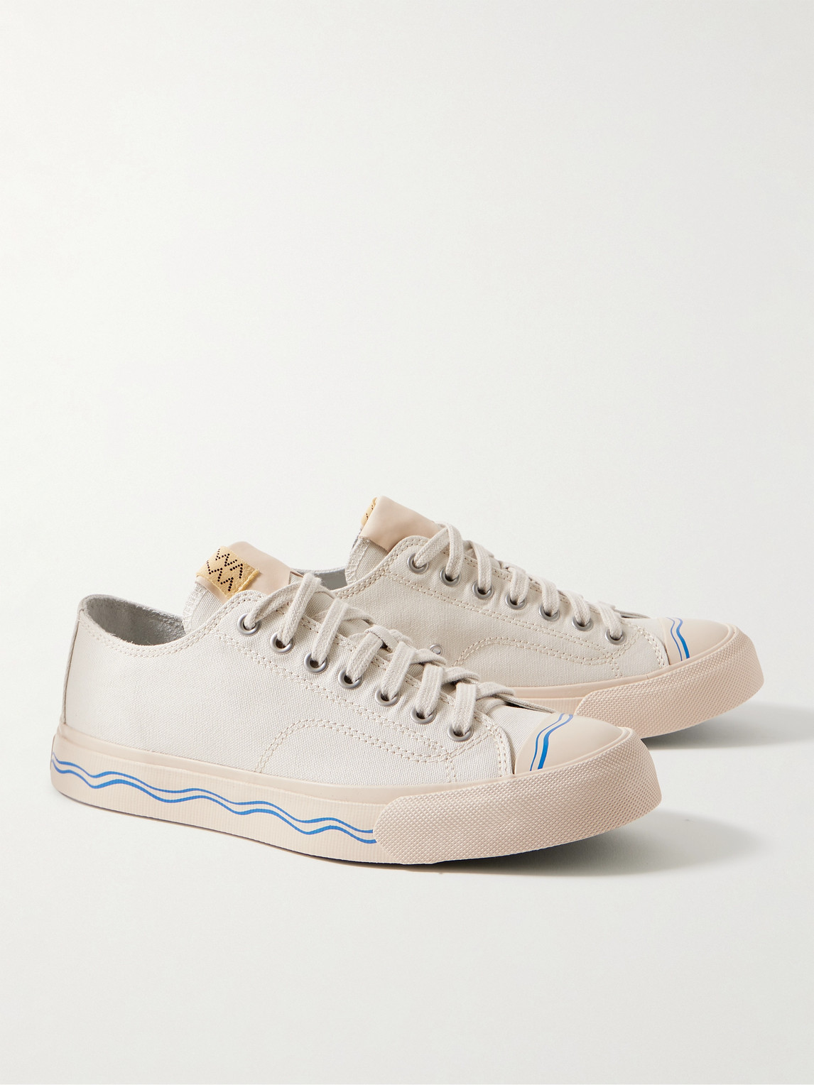 Shop Visvim Seeger Leather-trimmed Canvas Sneakers In White