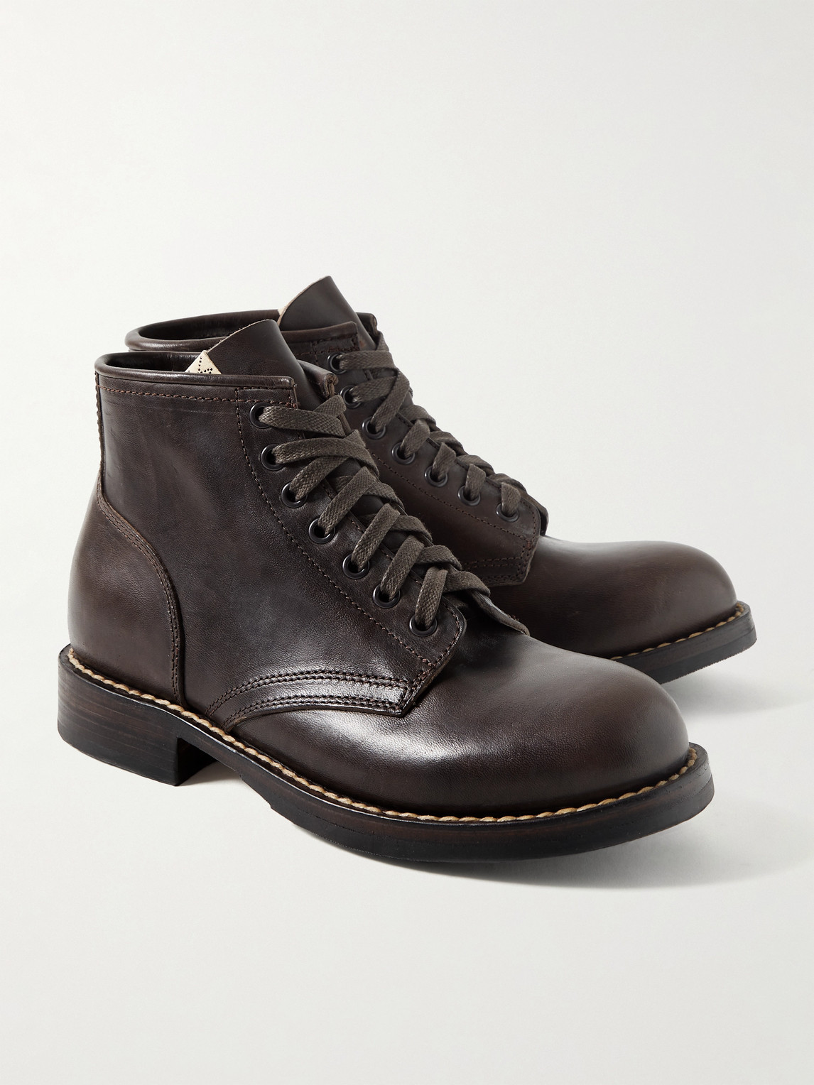 Shop Visvim Brigadier Folk Leather Boots In Brown