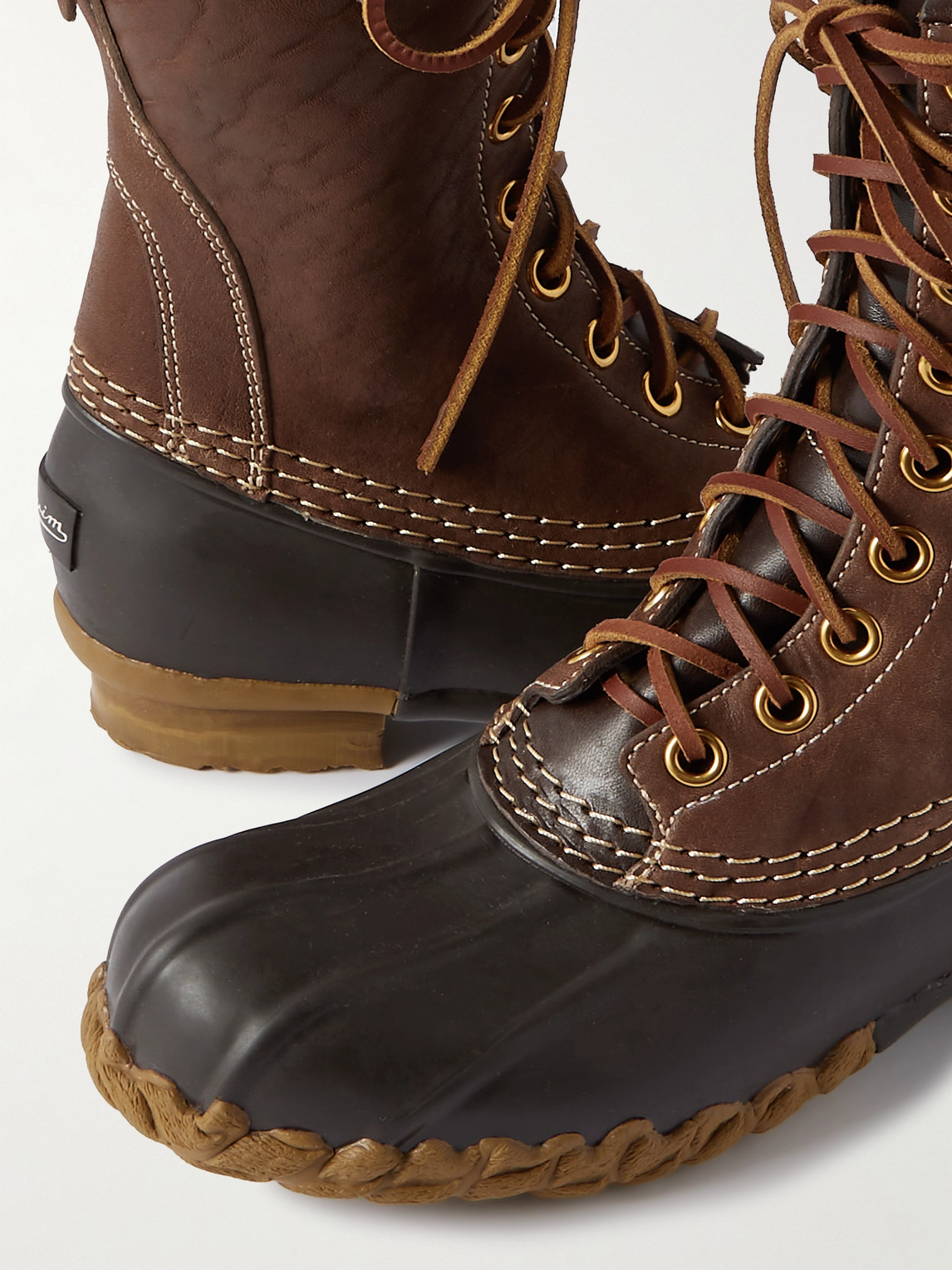 Shop Visvim Decoy-folk Rubber-trimmed Leather Duck Boots In Brown