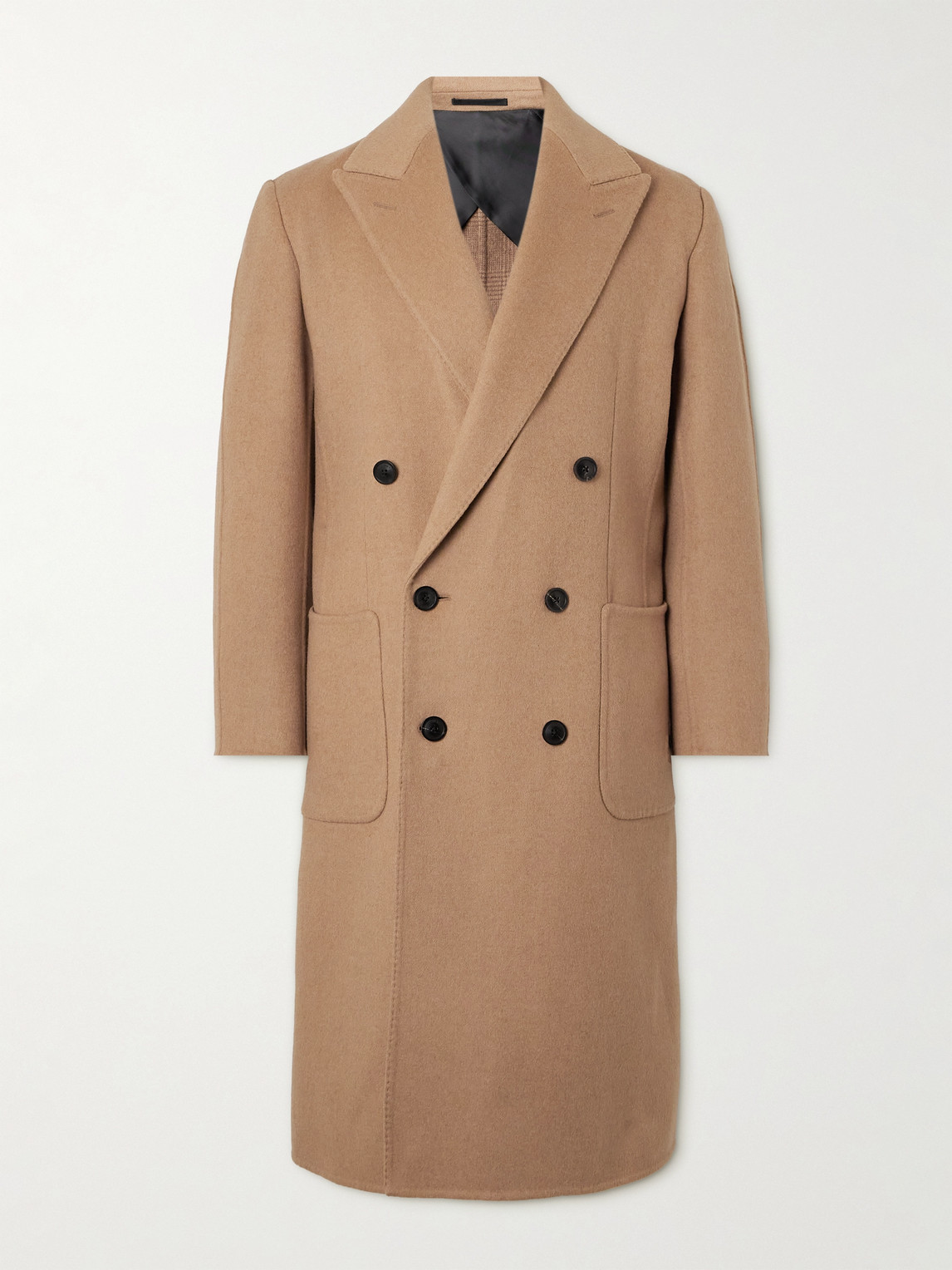 Purdey Town And Country Double-breasted Camel Hair-blend Coat In Brown