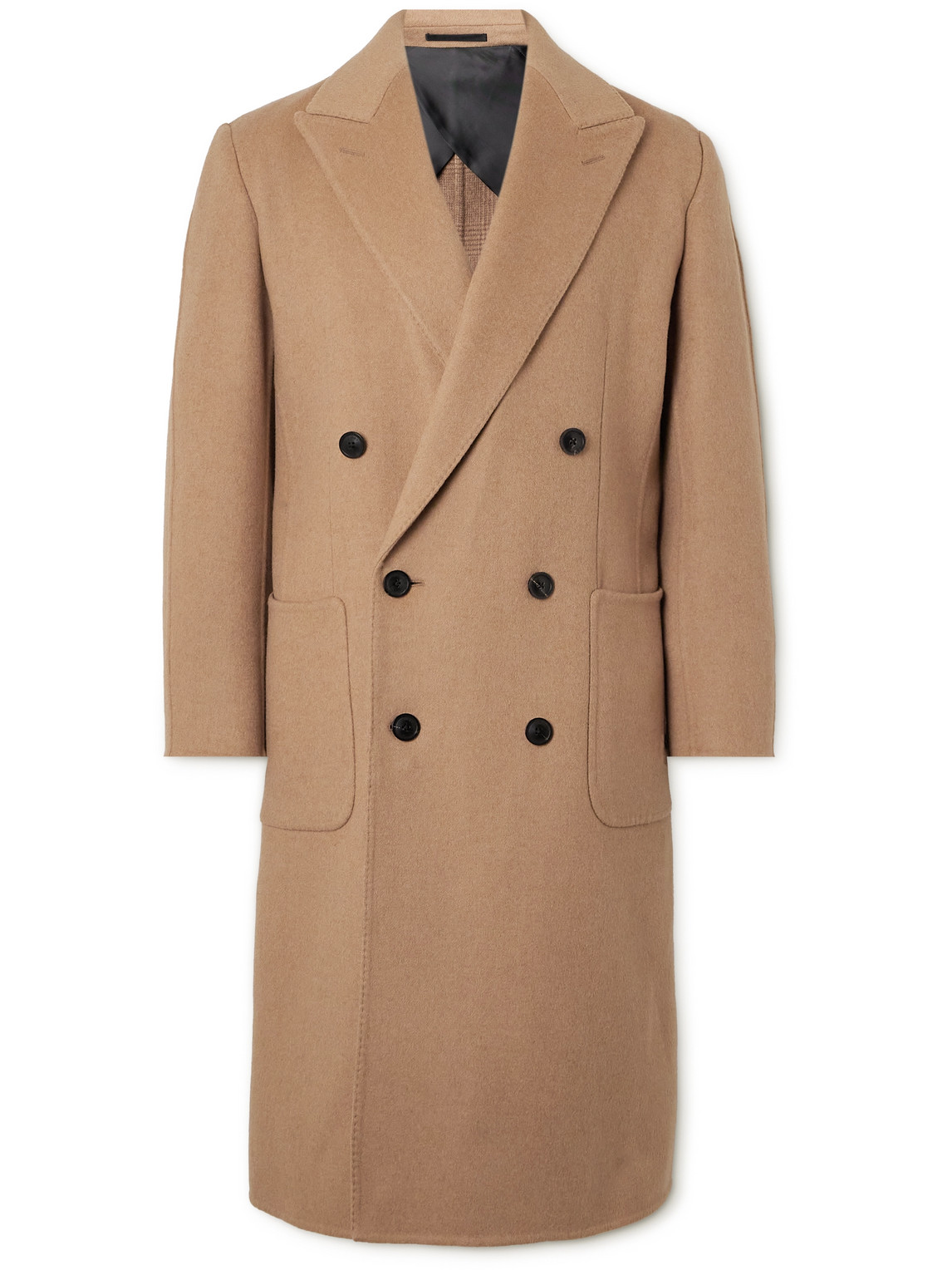Purdey Town And Country Double-breasted Camel Hair-blend Coat In Brown
