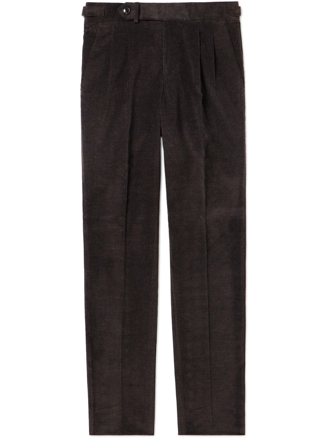 Purdey Tapered Pleated Cotton-corduroy Trousers In Brown