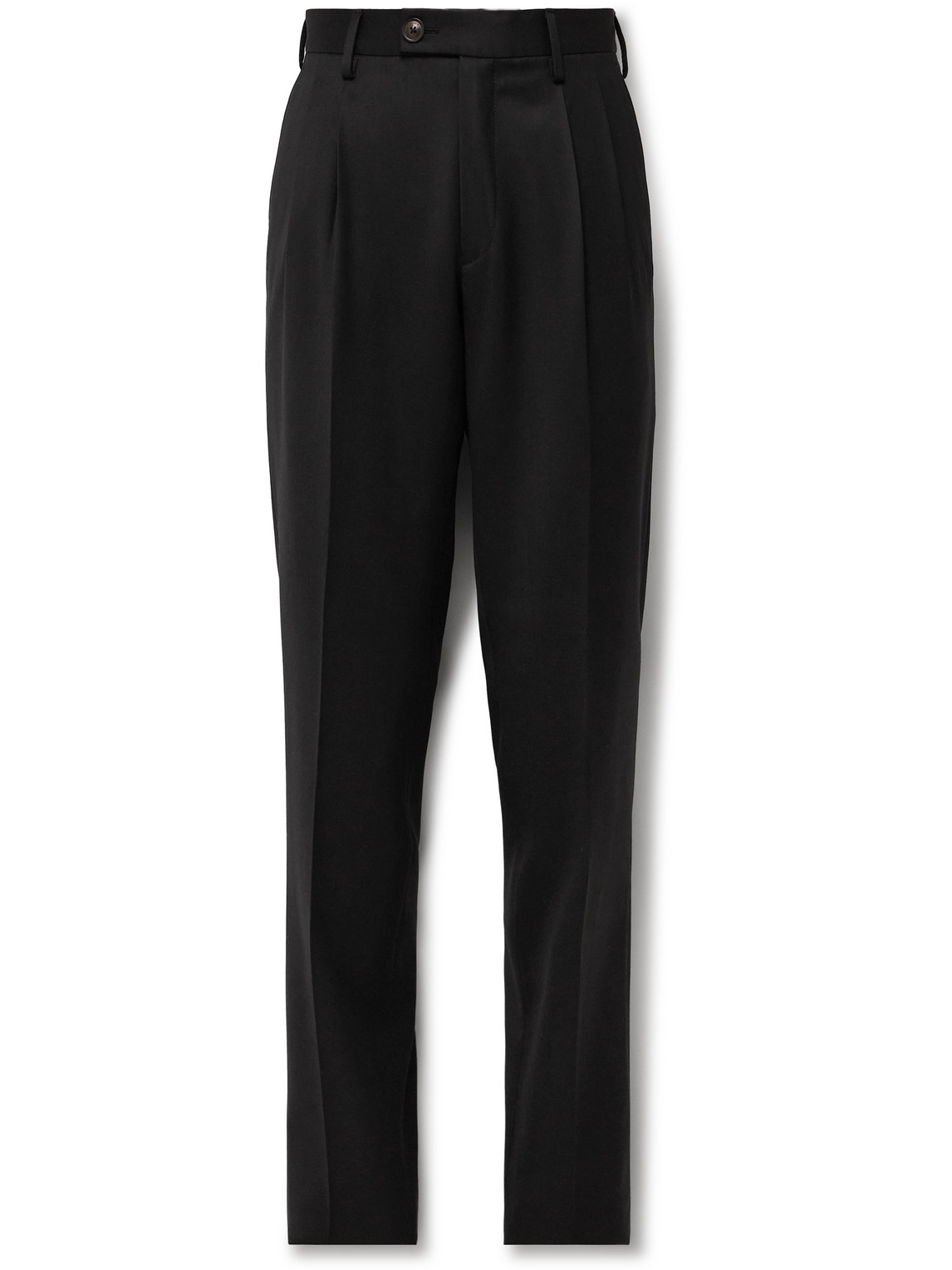 Purdey Straight-leg Pleated Wool-twill Trousers In Black