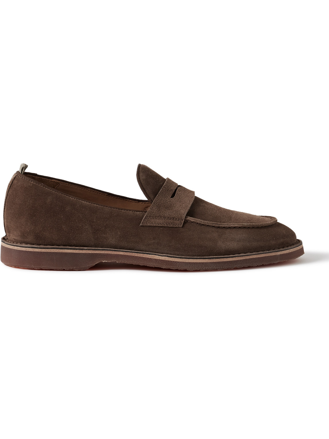 Officine Creative Kent Suede Penny Loafers In Brown
