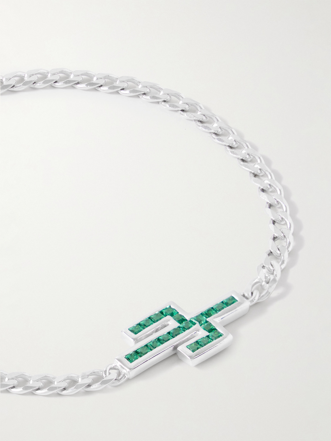 Shop Miansai Everett Williams Silver And Quartz Chain Bracelet In Green