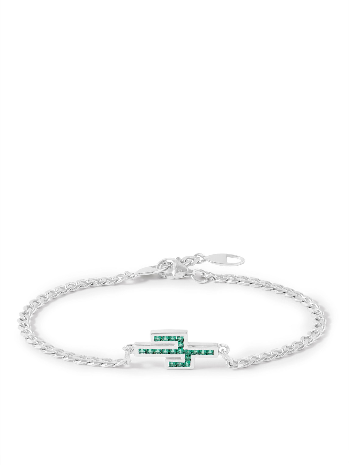 Miansai Everett Williams Silver And Quartz Chain Bracelet In Green