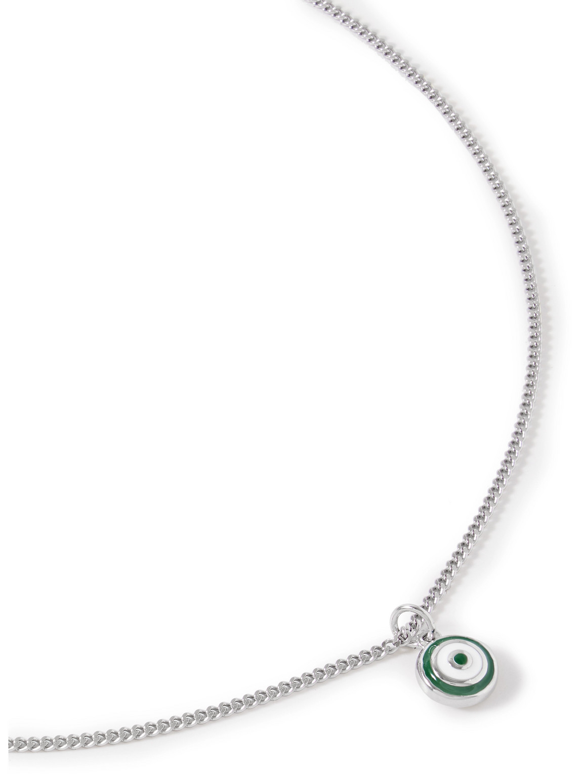 Miansai Ojos Sterling Silver Enamel Necklace In Green