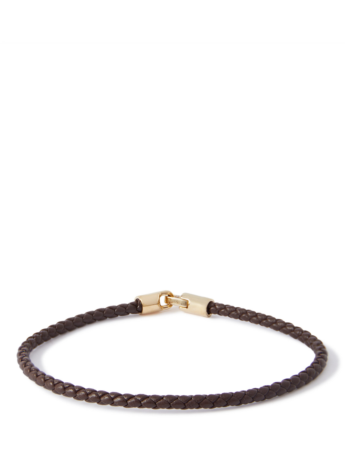 Miansai Cruz Gold-tone And Leather Bracelet In Brown